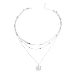 Silver Layered Pendant Necklace